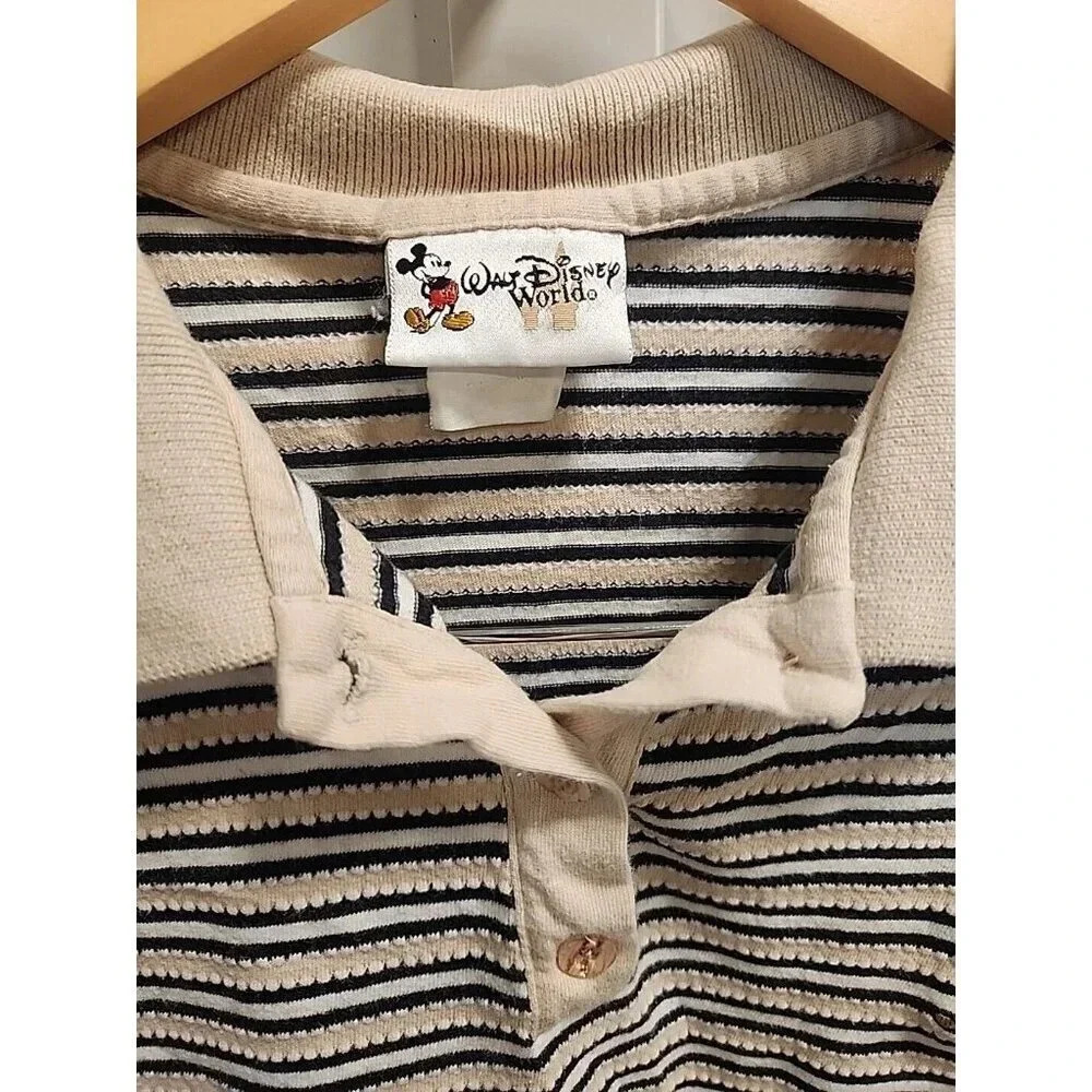 Vtg Walt Disney World Women's Polo Striped Golf Grumpy Seven Dwarfs Sz S Cotton - Picture 4 of 9